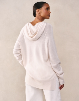 Long Line Knitted Hoodie with Cotton