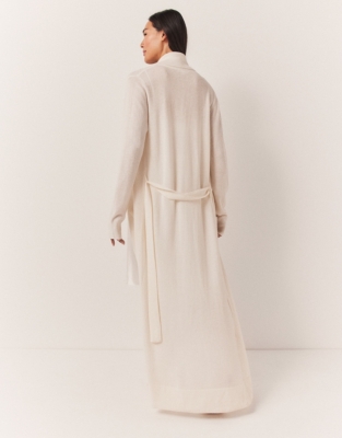Long Shawl Collar Cashmere Robe - Porcelain