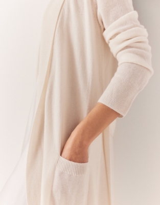 Long Shawl Collar Cashmere Robe - Porcelain