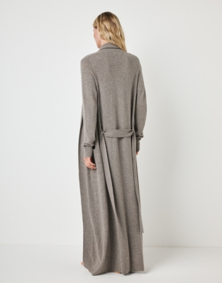 Long Shawl Collar Cashmere Robe - Mushroom