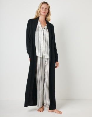 Long Shawl Collar Cashmere Robe - Black