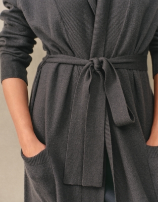 Long Shawl Collar Cashmere Robe - Graphite