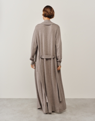 Long Shawl Collar Cashmere Robe - Mushroom