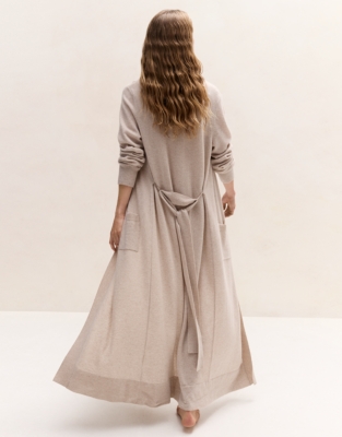 Long Shawl Collar Cashmere Robe - Natural