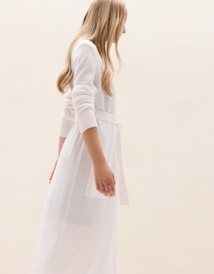 Long Shawl Collar Cashmere Robe - Porcelain