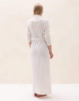 Long Shawl Collar Cashmere Robe - Porcelain