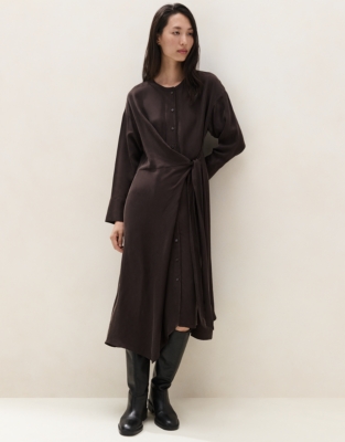 Long Sleeve Button Down Wrap Dress