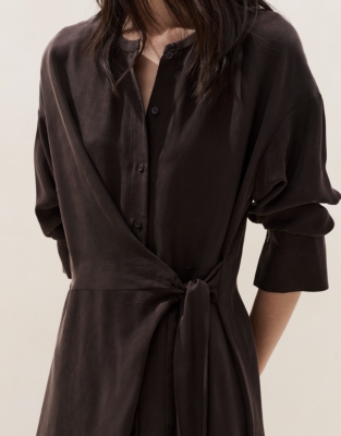 Long Sleeve Button Down Wrap Dress