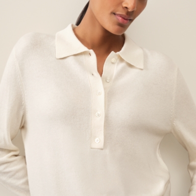 Long Sleeve Knitted Polo Jumper with Cashmere