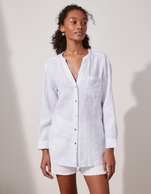 Longline Linen Boyfriend Shirt Tops & Blouses The White Company US