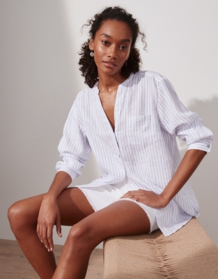 Longline Linen Boyfriend Shirt Tops & Blouses The White Company US
