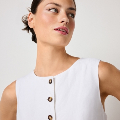 Longline Linen Waistcoat