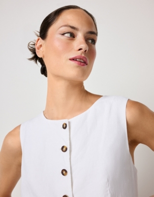Longline Linen Waistcoat
