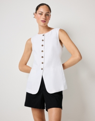Longline Linen Waistcoat