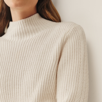 Longline Ribbed Jumper with Cashmere