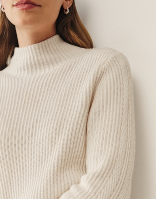 Longline Ribbed Jumper with Cashmere