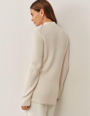 Longline Ribbed Jumper with Cashmere