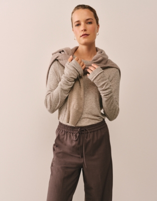 Longline Ribbed Layering Jersey Top - Nutmeg Marl