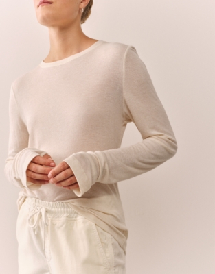 Longline Ribbed Layering Jersey Top - Pearl Cotton