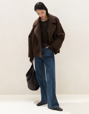 Longline Ribbed Layering Jersey Top - Dark Chocolate