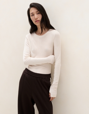 Longline Ribbed Layering Jersey Top - Scandi White