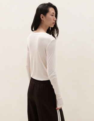 Longline Ribbed Layering Jersey Top - Scandi White