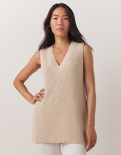 Longline V-Neck Tank with Wool, Clothing Sale