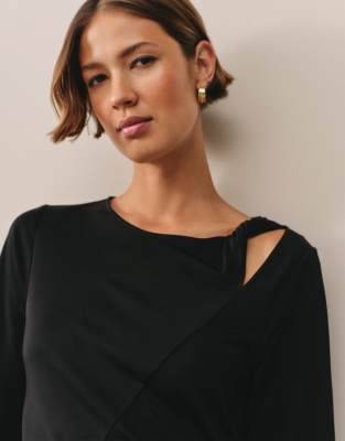 Luxe Jersey Twist Shoulder Detail Dress