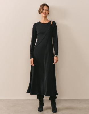 Luxe Jersey Twist Shoulder Detail Dress