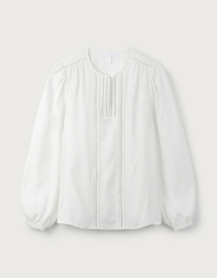 Luxe Silk Blouse With Ladder Inserts | Tops & T-Shirts | The White ...