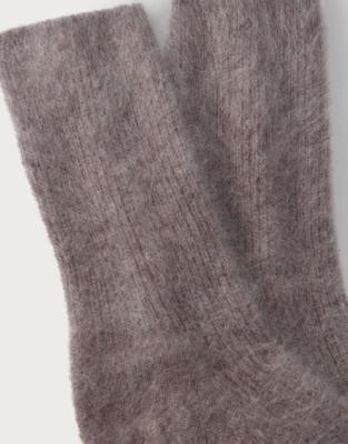 Luxury Brushed Cashmere Bed Socks - Nutmeg