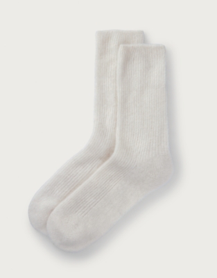 Luxury Brushed Cashmere Bed Socks - Soft White