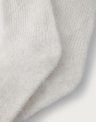 Luxury Brushed Cashmere Bed Socks - Soft White