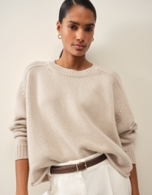 Luxury Cashmere Boxy Jumper - Pale Fawn