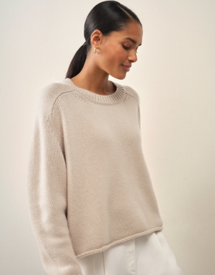 Luxury Cashmere Boxy Jumper - Pale Fawn