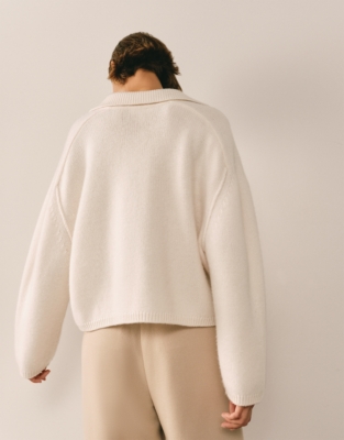 Luxury Cashmere Collared Jumper - Porcelain