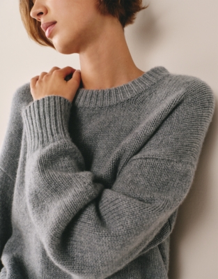 Luxury Cashmere Crew Neck Jumper - Grey Marl