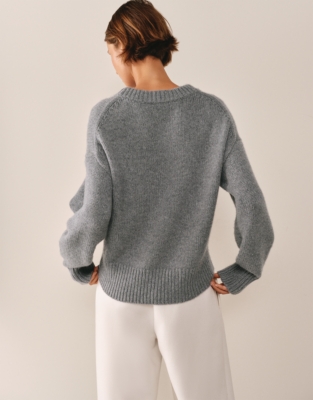 Luxury Cashmere Crew Neck Jumper - Grey Marl