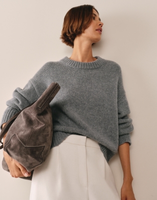 Luxury Cashmere Crew Neck Jumper - Grey Marl