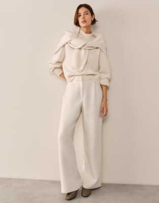 Luxury Cashmere Funnel Neck Jumper - Porcelain