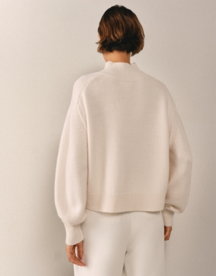 Luxury Cashmere Funnel Neck Jumper - Porcelain