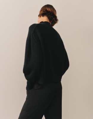 Luxury Cashmere Funnel Neck Jumper - Black
