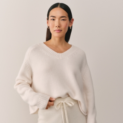 Luxury Cashmere V-Neck Boxy Jumper