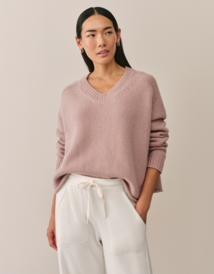 Luxury Cashmere V-Neck Boxy Jumper