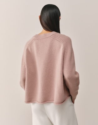 Luxury Cashmere V-Neck Boxy Jumper - Dusty Rose