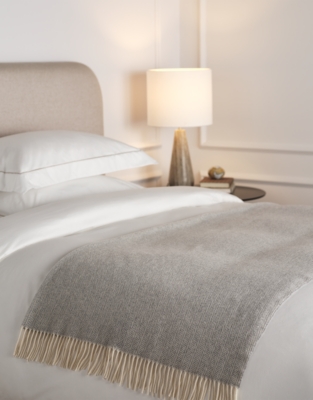 Luxury Wool Cashmere Herringbone Throw