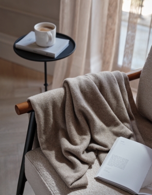 Luxury Wool Cashmere Herringbone Throw