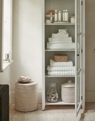 Malton Whitewashed Rattan Stool