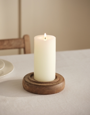 Mango Wood Candle Plate – Medium