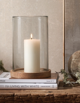 Mango Wood Hurricane Candle Holder – Large